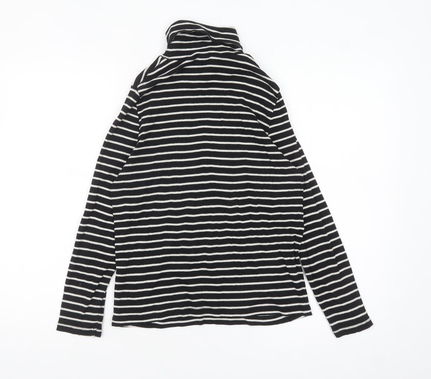 Marks and Spencer Women Black Striped Roll Neck Long Sleeve Top Size 18