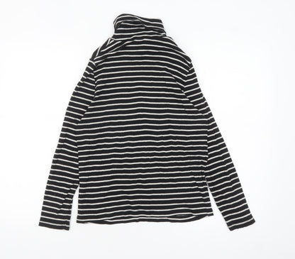 Marks and Spencer Women Black Striped Roll Neck Long Sleeve Top Size 18