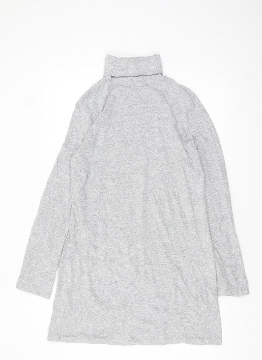 Zara Women Grey Roll Neck Knit Sweater Dress Size S