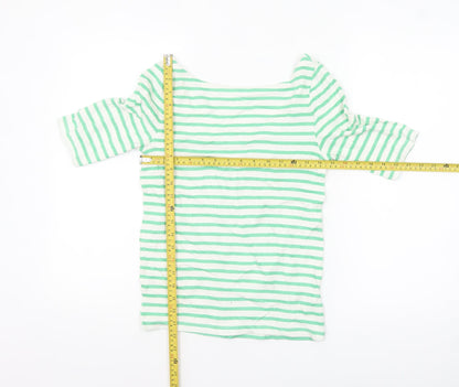 GAP Women’s Green White Striped Boat Neck 3/4 Sleeve Petite T-Shirt S