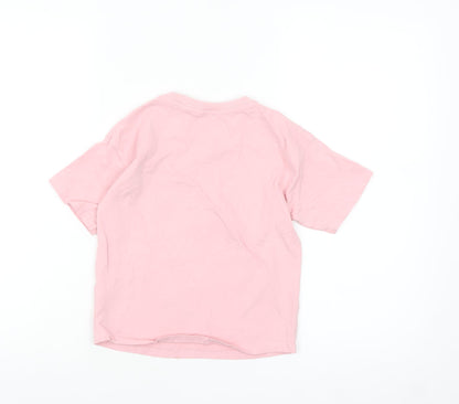 George Girls Pink Teddy Bear Christmas T-Shirt 7-8 Years Cotton