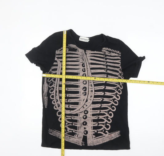 Topman Men's Black Graphic Skeleton Print T-Shirt L