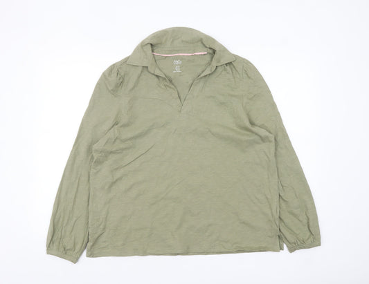 M&Co Women’s Green Collared Long Sleeve Cotton Blouse Size 18