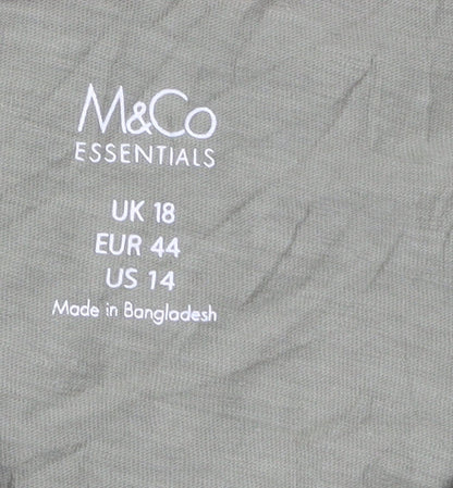M&Co Women’s Green Collared Long Sleeve Cotton Blouse Size 18