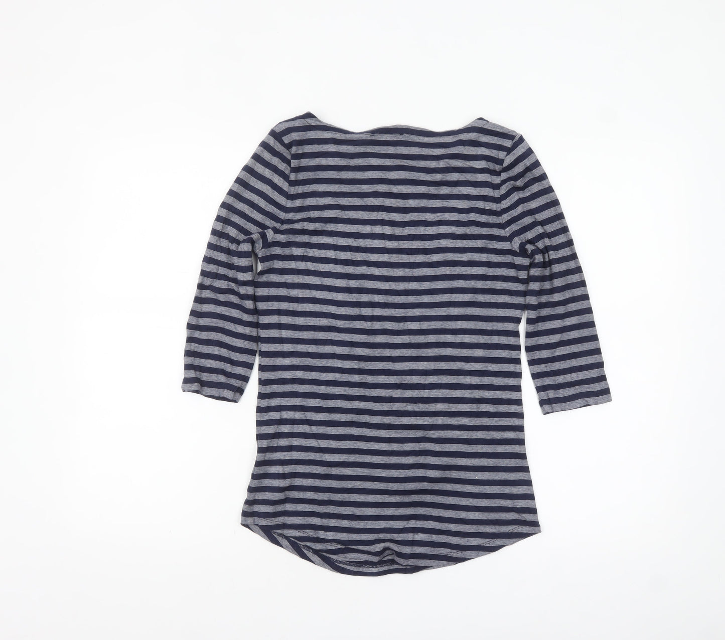 Arabella & Addison Women Blue Striped 3/4 Sleeve Cotton Top Size 14