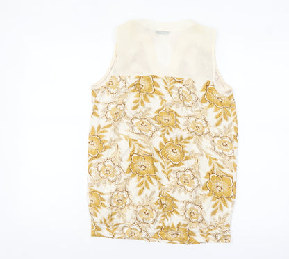 Next Women Beige Floral Sleeveless Viscose Tunic Blouse UK 6