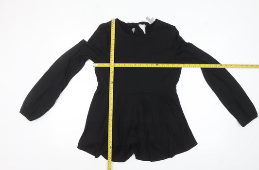 ASOS Women's Black Long Sleeve Tunic Blouse Size 8