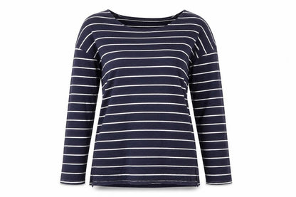 Papaya Women’s Blue Striped Long Sleeve Boat Neck T-Shirt M