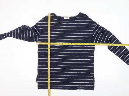 Papaya Women’s Blue Striped Long Sleeve Boat Neck T-Shirt M