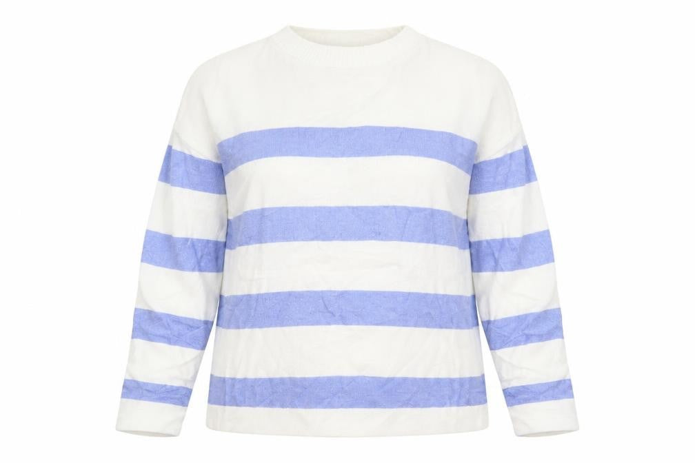 F&F Women’s Blue Striped Crew Neck Knit Jumper Size S