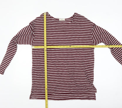 Papaya Womens Red White Striped Long Sleeve Jersey Top Size M
