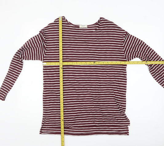 Papaya Womens Red White Striped Long Sleeve Jersey Top Size M