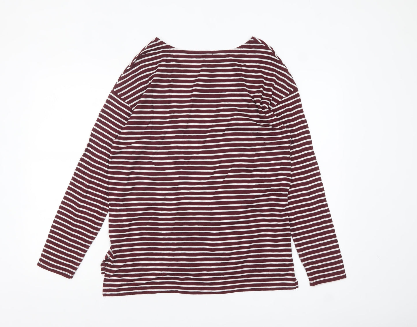 Papaya Womens Red White Striped Long Sleeve Jersey Top Size M