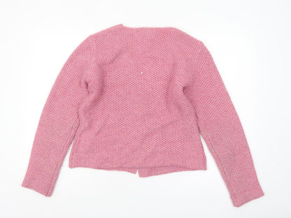 House of Bruar Women’s Pink Wool Blend Chunky Knit V-Neck Cardigan Size 10