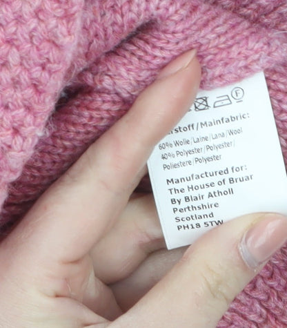 House of Bruar Women’s Pink Wool Blend Chunky Knit V-Neck Cardigan Size 10