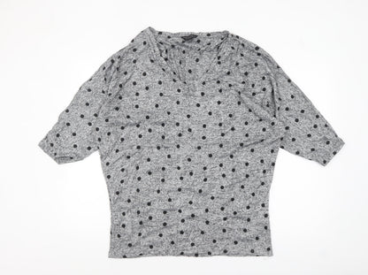 Dorothy Perkins Women's Grey Polka Dot Jersey Top UK 18 3/4 Sleeve