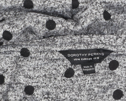 Dorothy Perkins Women's Grey Polka Dot Jersey Top UK 18 3/4 Sleeve