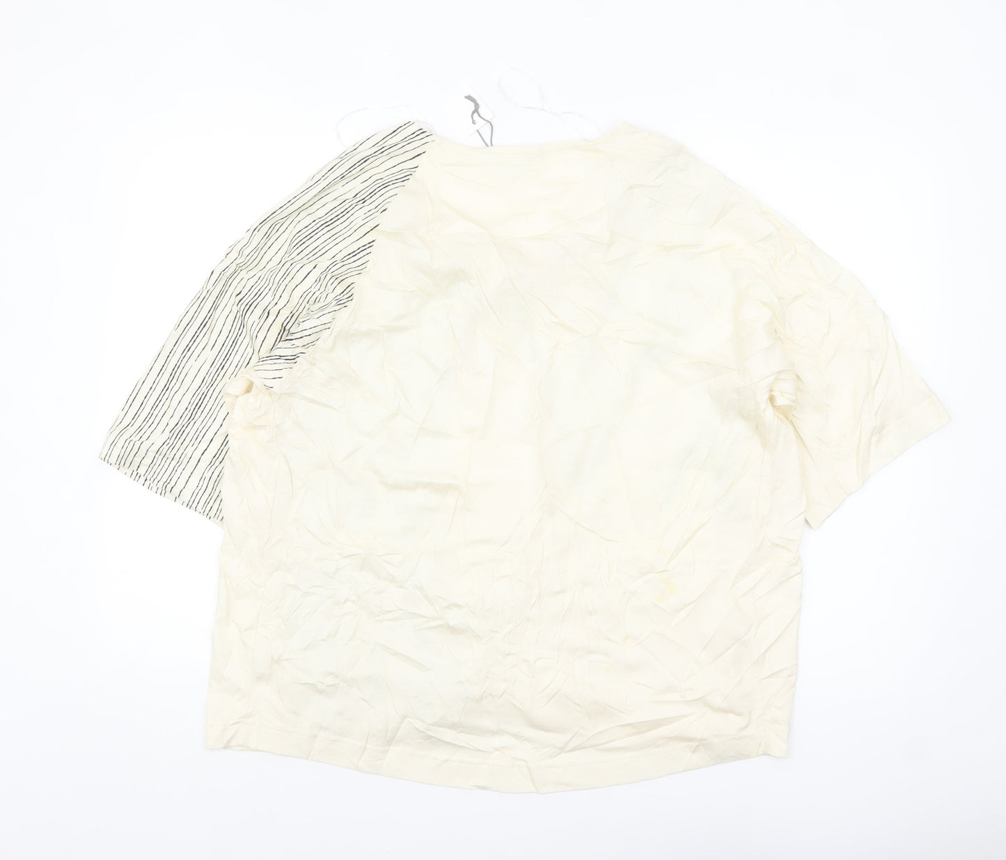 Kin Women’s Ivory Cotton Striped Embroidered Blouse XL