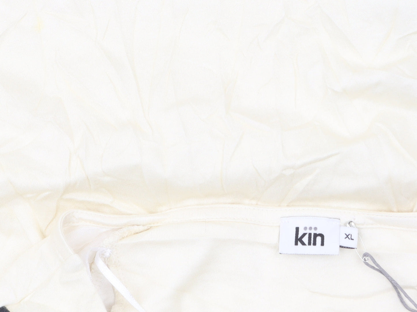 Kin Women’s Ivory Cotton Striped Embroidered Blouse XL