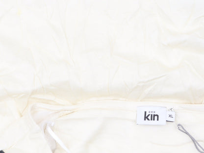 Kin Women’s Ivory Cotton Striped Embroidered Blouse XL