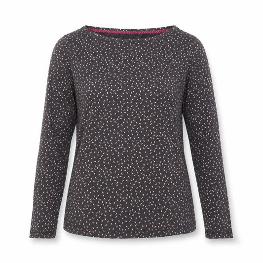 White Stuff Women’s Black Floral Cotton Blouse UK 10 Long Sleeve