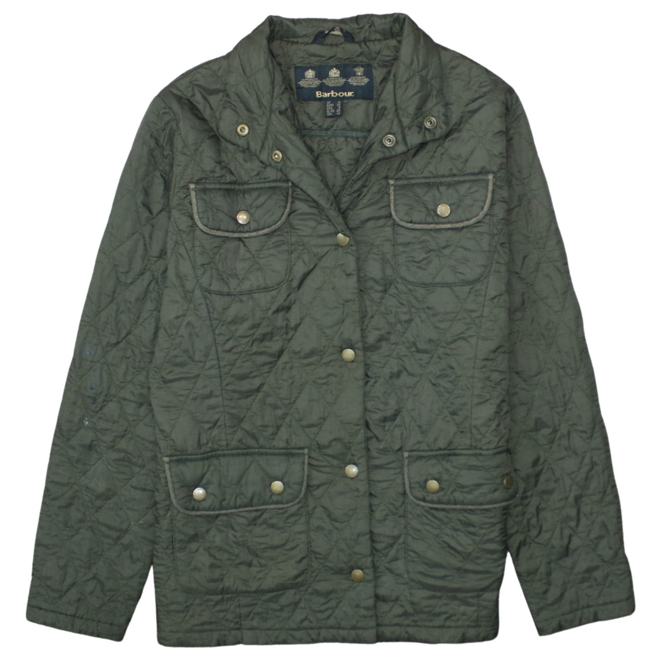Barbour Womens Green Quilted Jacket Size 12 Lightweight Country Coat