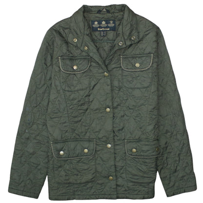 Barbour Womens Green Quilted Jacket Size 12 Lightweight Country Coat