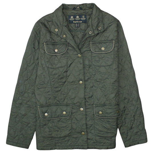Barbour Womens Green Quilted Jacket Size 12 Lightweight Country Coat