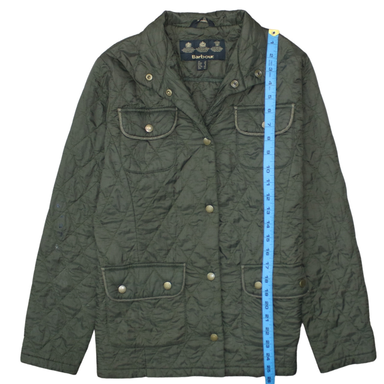 Barbour Womens Green Quilted Jacket Size 12 Lightweight Country Coat