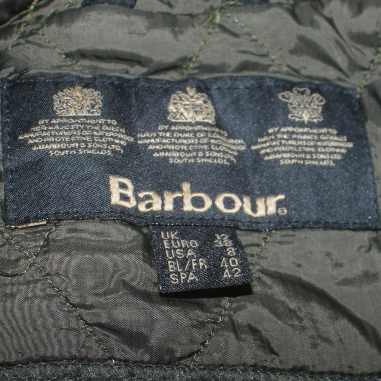 Barbour Womens Green Quilted Jacket Size 12 Lightweight Country Coat