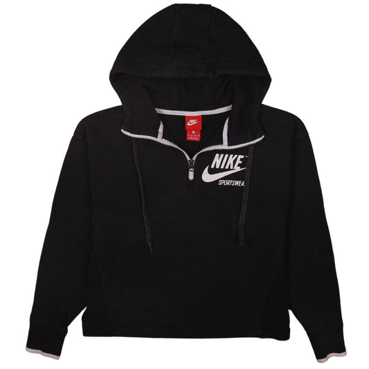 Nike Womens Black XS 1/2 Zip Hooded Sportswear Sweatshirt