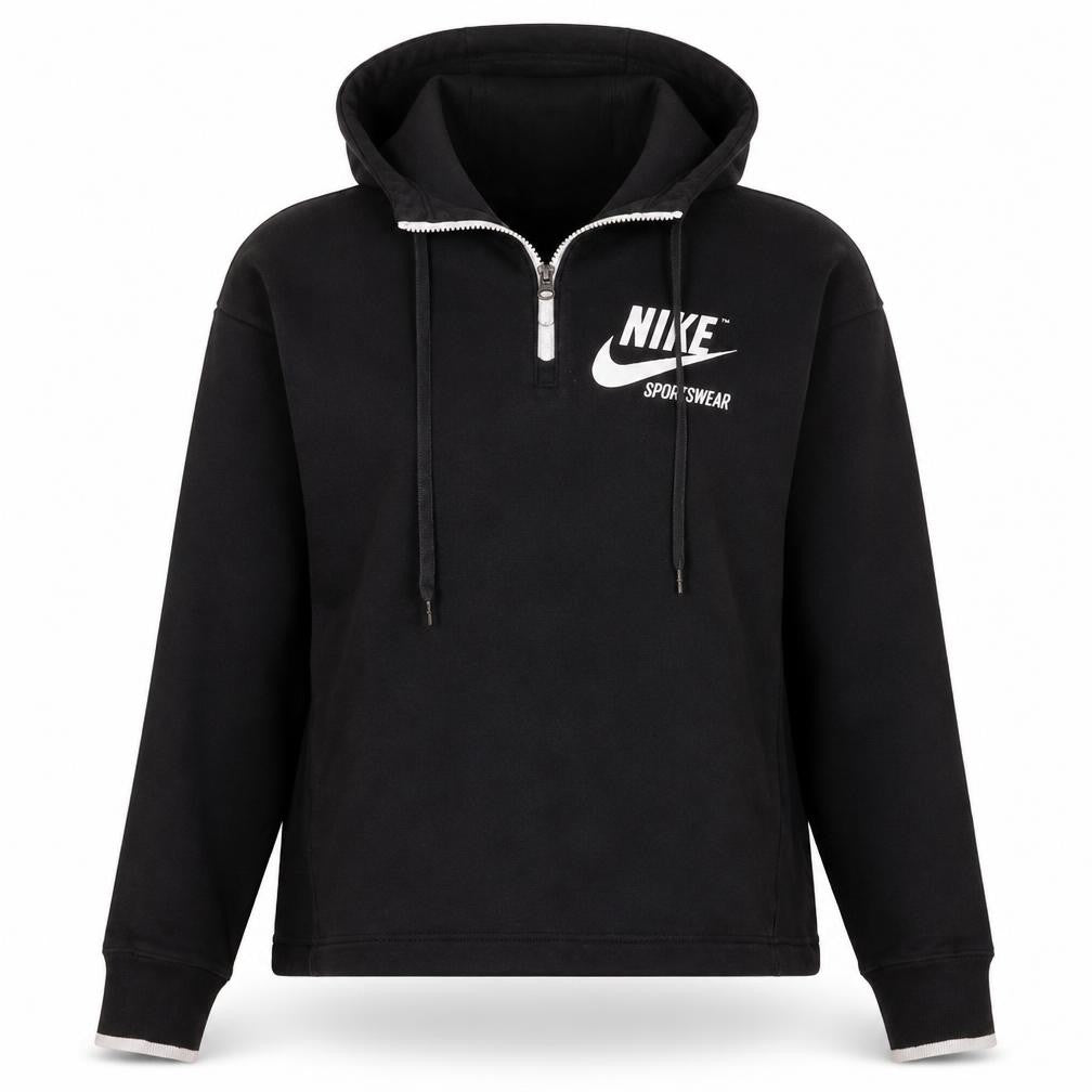 Nike Womens Black XS 1/2 Zip Hooded Sportswear Sweatshirt