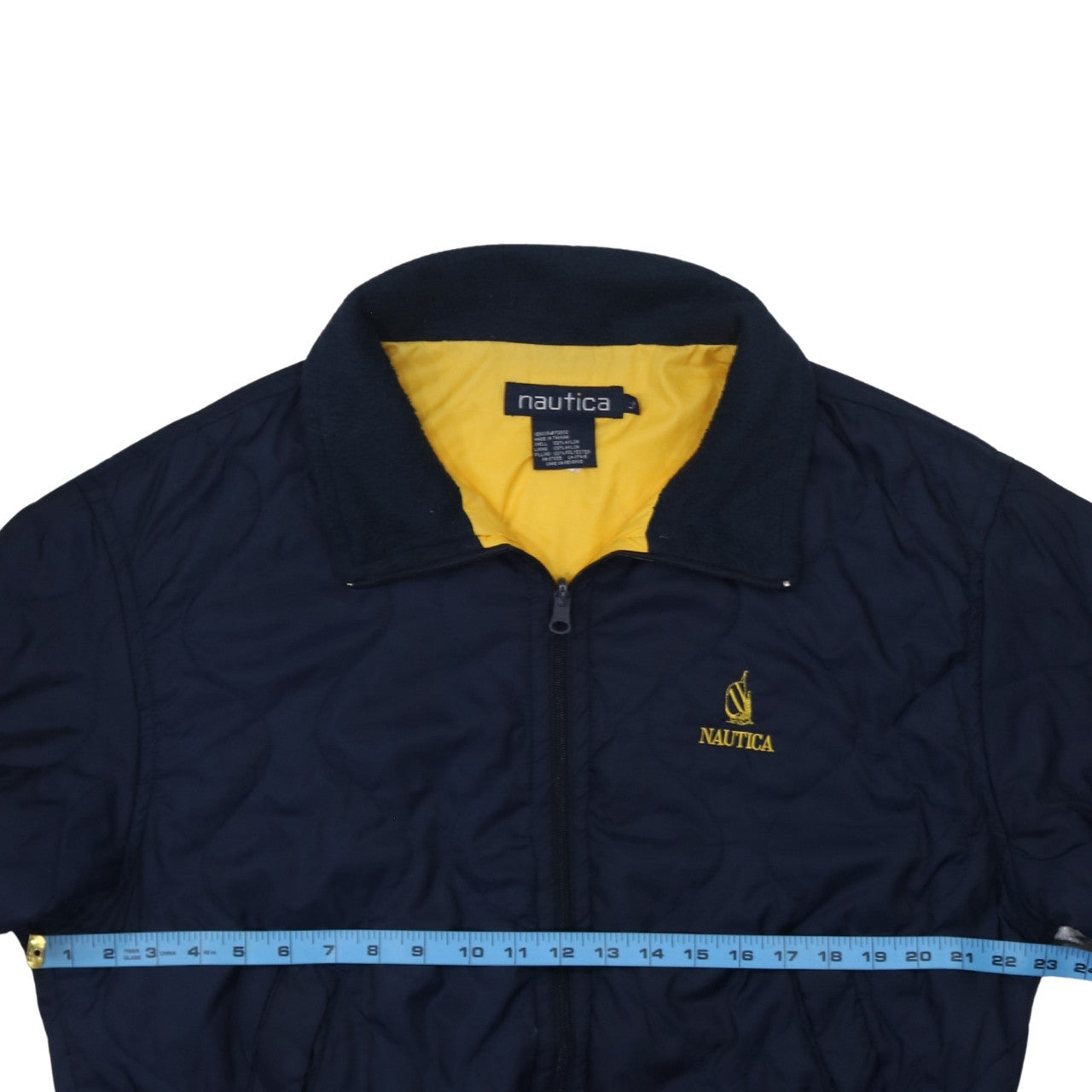 Nautica Women's Blue Quilted Bomber Jacket L Nylon Full Zip