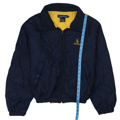 Nautica Women's Blue Quilted Bomber Jacket L Nylon Full Zip
