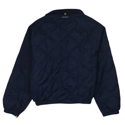 Nautica Women's Blue Quilted Bomber Jacket L Nylon Full Zip
