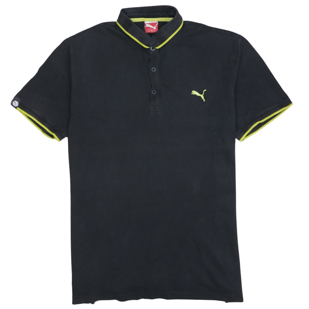 Puma Men's Black Short Sleeve Polo Shirt Size L Cotton Blend