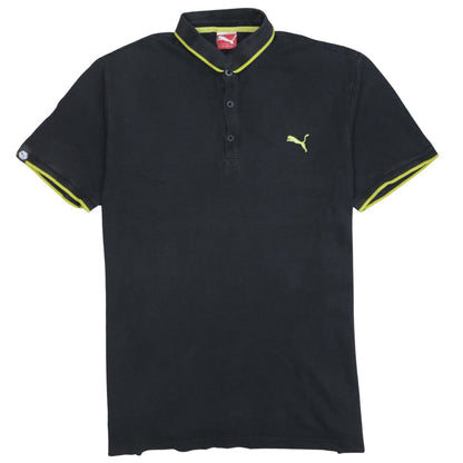 Puma Men's Black Short Sleeve Polo Shirt Size L Cotton Blend