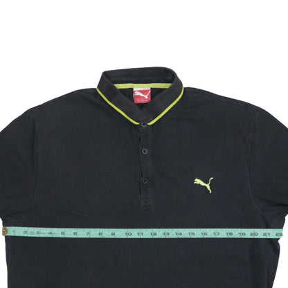 Puma Men's Black Short Sleeve Polo Shirt Size L Cotton Blend