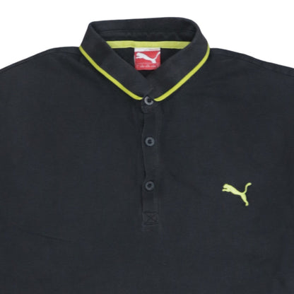 Puma Men's Black Short Sleeve Polo Shirt Size L Cotton Blend