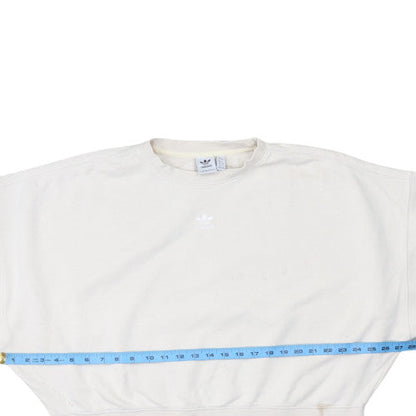 Adidas Women White Crew Neck Cotton Pullover Sweatshirt Size 10