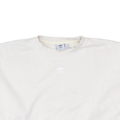Adidas Women White Crew Neck Cotton Pullover Sweatshirt Size 10