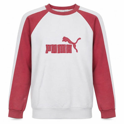 Puma Men's White & Red Crew Neck Pullover Sweatshirt M