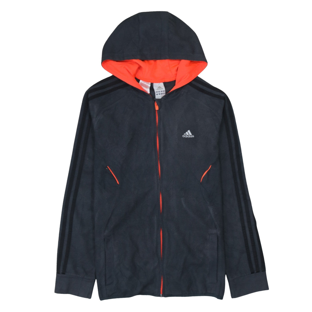 Adidas Boys Black Full Zip Hoodie Jacket Size 14-15 Years
