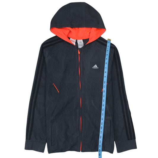Adidas Boys Black Full Zip Hoodie Jacket Size 14-15 Years