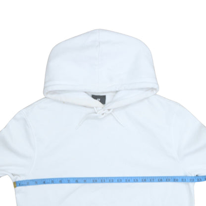 H&M Men's White Relaxed Fit Pullover Hoodie M