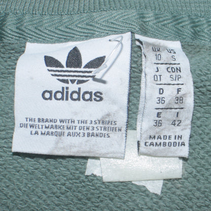 Adidas Women Khaki Green Crew Neck Sweatshirt Size 10 Relaxed Fit