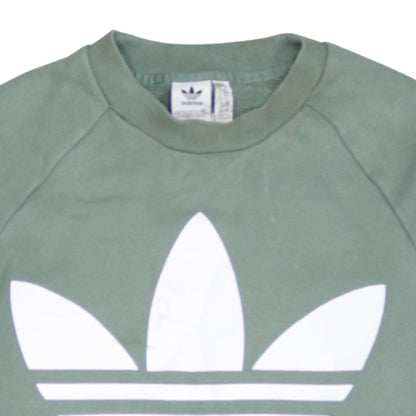 Adidas Women Khaki Green Crew Neck Sweatshirt Size 10 Relaxed Fit