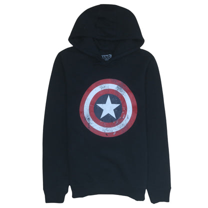 Marvel Men’s Black XL Pullover Hoodie Captain America Logo