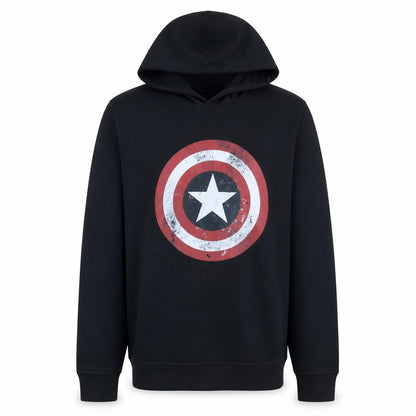 Marvel Men’s Black XL Pullover Hoodie Captain America Logo