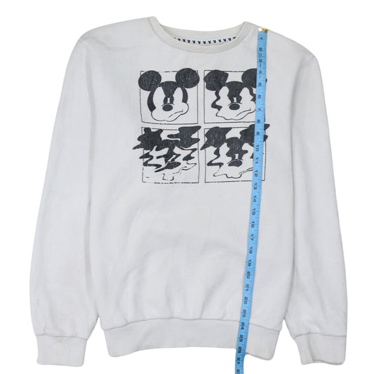 Disney x Primark Women White Mickey Mouse Sweatshirt L Cotton